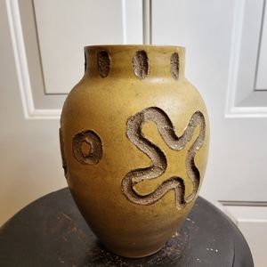 Toyo Medium Vase #1 Ikebana Vessel Umber Sienna Glaze with Granular Grog Incised